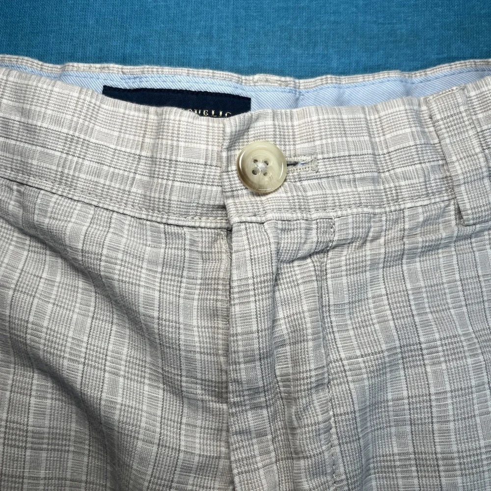 Banana‎ Republic Plaid Shorts Mens 36 Tan Beige Golf Casual Flat Front